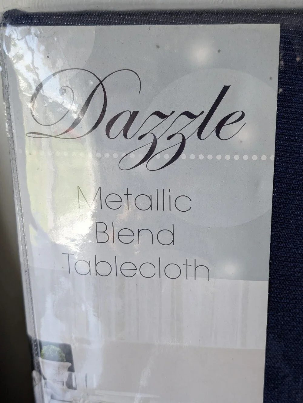 Dazzle Benson Mills Metallic Blend Tablecloth - Navy Blue Oval Size 60